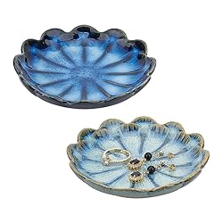 NBEADS 2 Pcs 2 Color Ceramic Jewelry Tray, Lotus