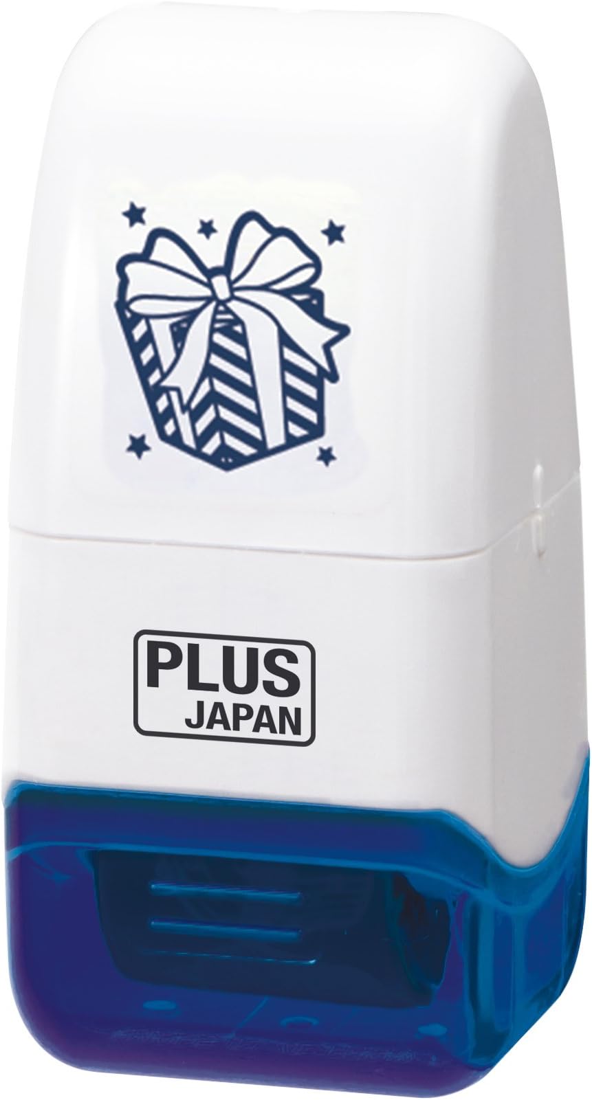 PLUS Japan Decoration Roller Stamp Blue Presents, Continuous Pattern