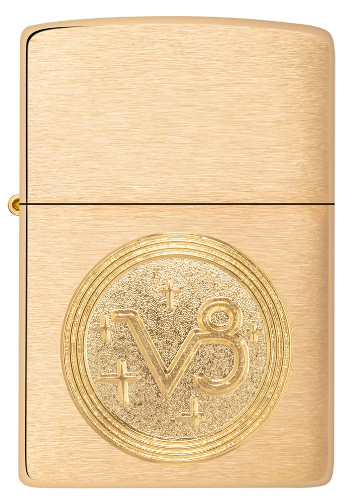 Zippo Windproof Lighter - Capricorn Emblem, Zodiac - Brushed Brass Finish - Refillable - Reusable - Windproof - Gift Box - Metal - Made in USA - Amazon Exclusive