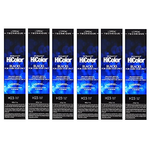 L'Oreal Excellence HiColor H23 Black Plum Permanent Hair Tint HC-30655 (6 Pack)