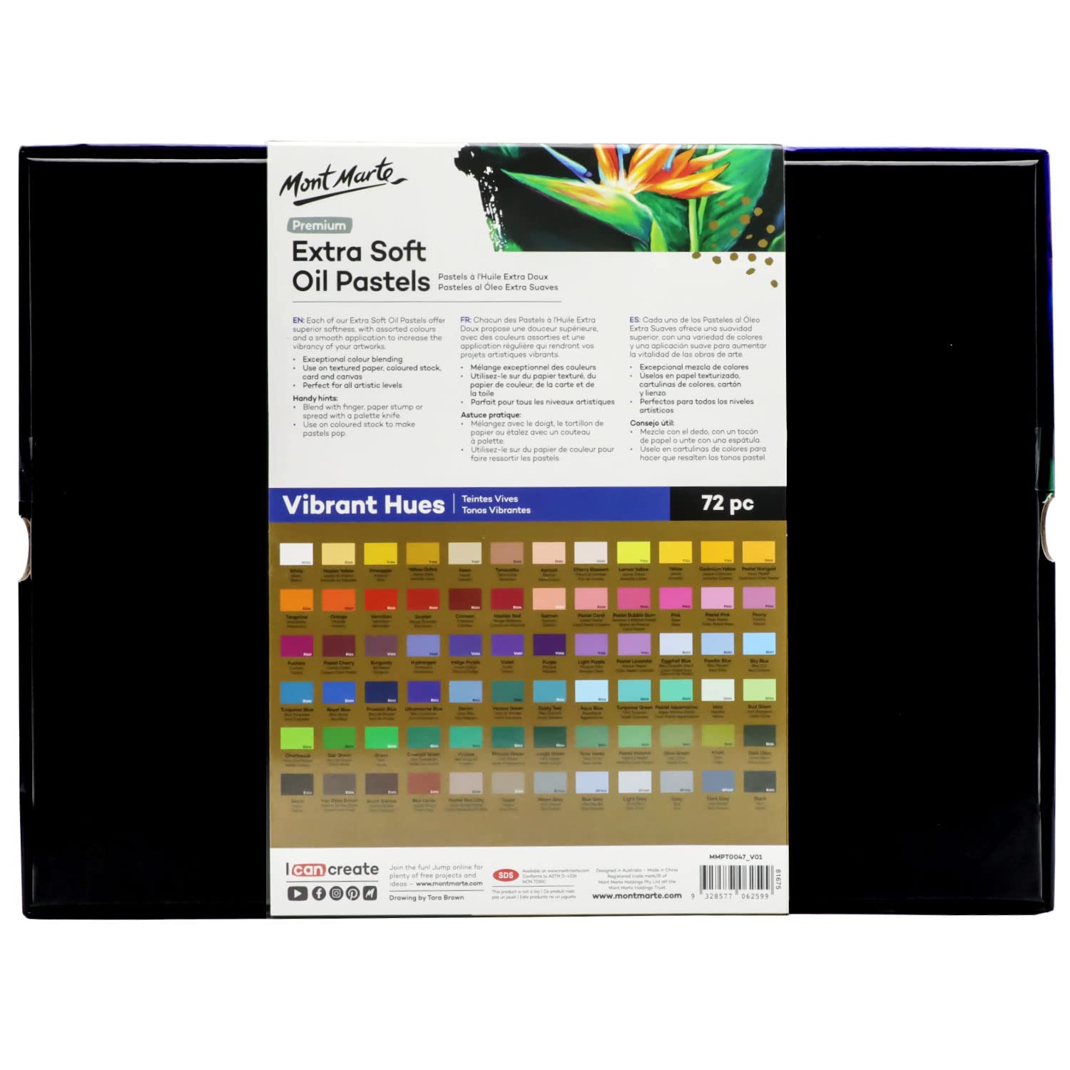 Mont Marte Extra Soft Oil Pastels 72pc, Assorted Bright Colors, Vibrant and Buttery, Versatile Art Pastels for Blending, Layering & Shading, Ideal for Art, Craft, Coloring and Sketching