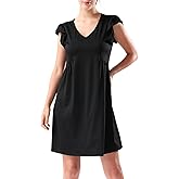 Women's Summer Dresses Ruffle Sleeve Dress Beach Casual Deep V Neck Loose Sundress Lightweight Fashion Outing Tops