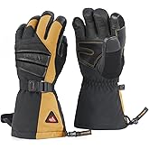 Unigear Rechargeable Heated Gloves for Men Women, 3 Heating Level Electric Battery Ski Gloves, Thinsulate Waterproof Winter Touchscreen Leather for Outdoor Work, Snowboarding, Raynauds