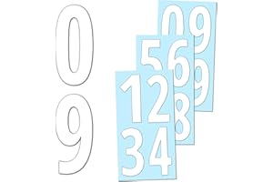 TOWNSTIX 40 Pieces, 6" - Number Stickers, Waterproof Vinyl Stick On Numbers - White