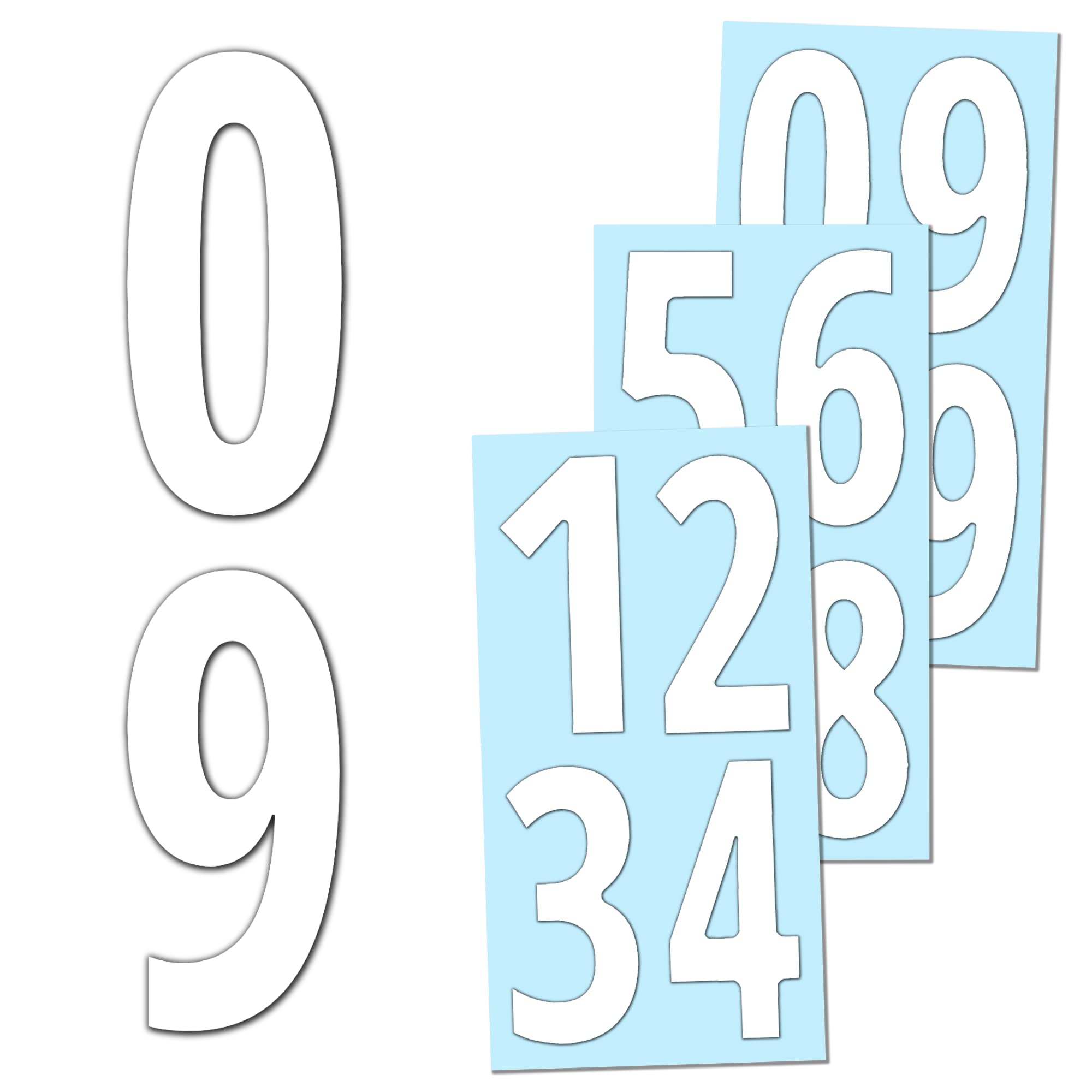 40 Pieces, 150mm - Number Stickers, Waterproof Vinyl Stick On Numbers - White