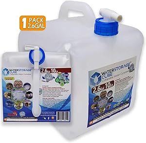 WaterStorageCube BPA Free Collapsible Water Container with Spigot, Camping Water Storage Carrier Jug for Outdoors Hiking Backpack & Survival Kit, Foldable Portable FDA Water Canteen 1.3/2.6/5.3 Gallon