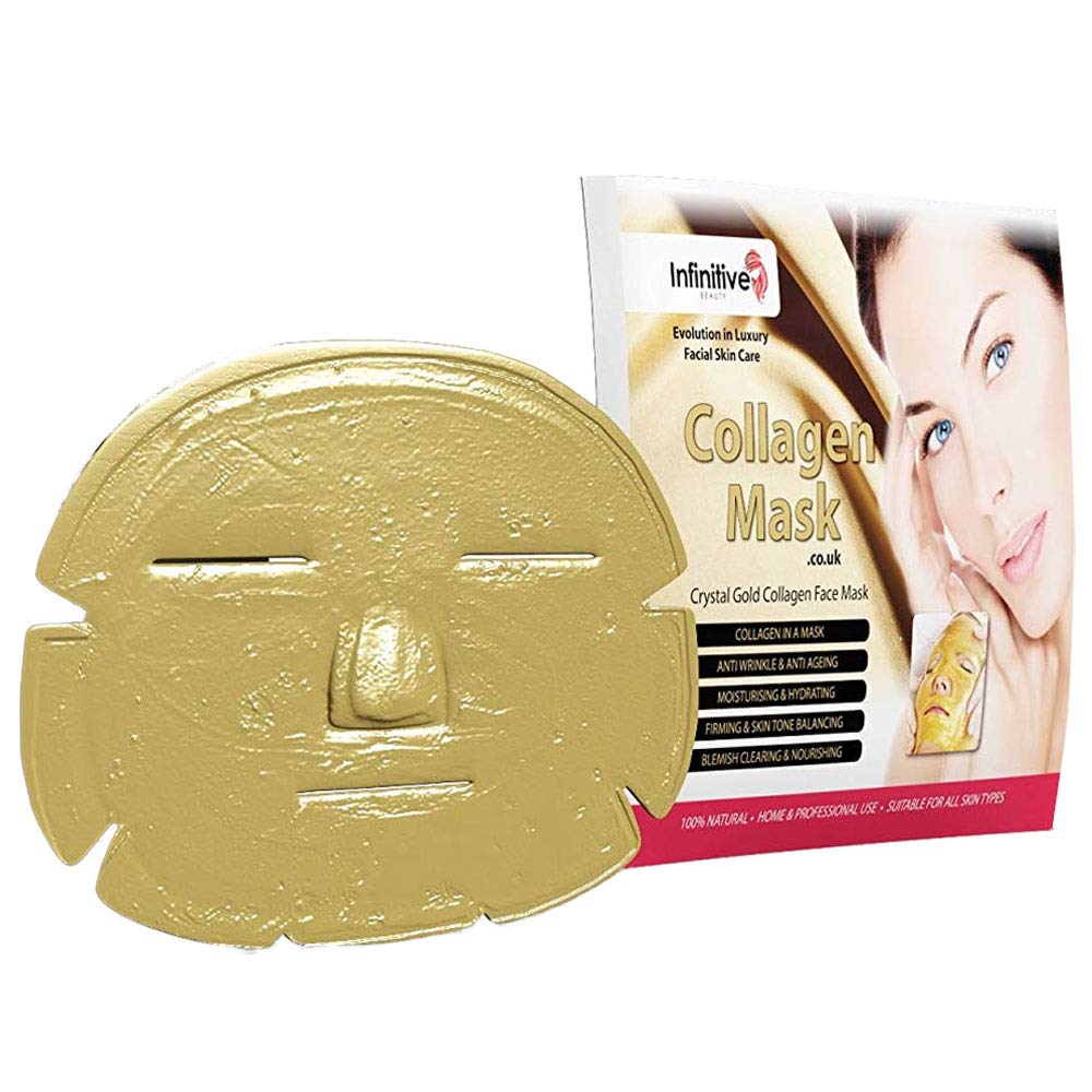 5 x New Infinitive Beauty Crystal 24K Gold Powder Gel Collagen Face Mask Masks, Anti Ageing , Skincare, Anti Wrinkle, Moisturising, Uplifting, Remove Blemishes & Blackheads