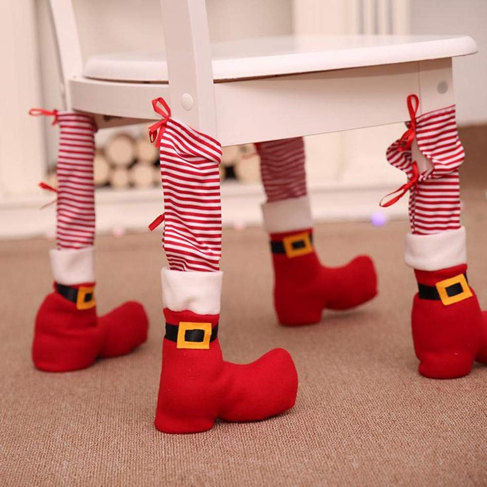 Upxiang 1PC Elf Foot Chair Or Table Leg Covers Xmas Party Christmas Table Decorations For DIY Painted Xmas Party Festival Decoration (Red)