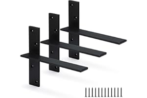HARDOW Floating Shelf Bracket 3/8" Thick Heavy Duty Shelf Brackets 3 Pack Free Hanging Countertop Support Bracket 8" Lx2.5 W Floating Wall Brackets for Cabinets, Granite, Dishwasher, Bench Seats Vanities