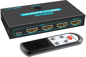 SGEYR HDMI Switch Splitter 3 Port 4K HDMI Switcher 3 in 1 Out HDMI Switches Selector Box with IR Remote IR Remote Control Support 4K@30Hz Ultra HD 3D 2160P 1080P