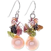 NOVICA Multi-Gem Tourmaline Dyed Pink Cultured Freshwater Pearl .925 Silver Beaded Earrings