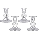 Candlestick Holders Taper Candle Holders, Candle Stick Candle Holder for Table Centerpiece, Wedding Reception, Festive Christmas Mantel Decoration or Home Decor(Silver, 2 Sets(4 Pcs))