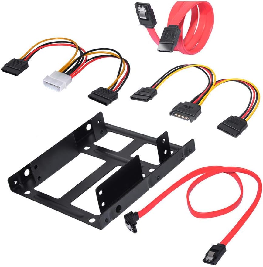 SSD Mounting Bracket Adapter 2.5 to 3.5 inch SSD Mounting Kit with SATA Cable and SATA Power Cable