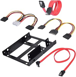 SSD Mounting Bracket Adapter 2.5 to 3.5 inch SSD Mounting Kit with SATA Cable and SATA Power Cable