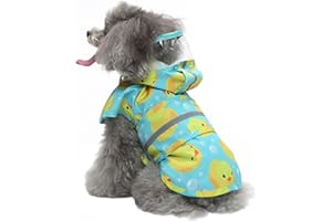 IOICYBF Dog Raincoat Hooded, Reflective Dog Slicker Poncho Adjustable Waterproof Lightweight Rain Jacket for Dogs,Duck,XL