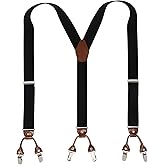 PAPA LEGGENDA Suspenders for Men with Strong Clips, 1.4 Inches Wide Heavy Duty Men's Suspenders Y-Back for Work Jeans