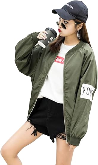 Amazon Aozuoアウター レディース ゆったり 黒ジャンパー ミリタリージャケット 長袖 英字付け 長袖 ブルゾン スタジャン 韓国風 ｍa 1 おしゃれ 立ち襟 英字付け 野球服 原宿風 コート ジャケット 通販