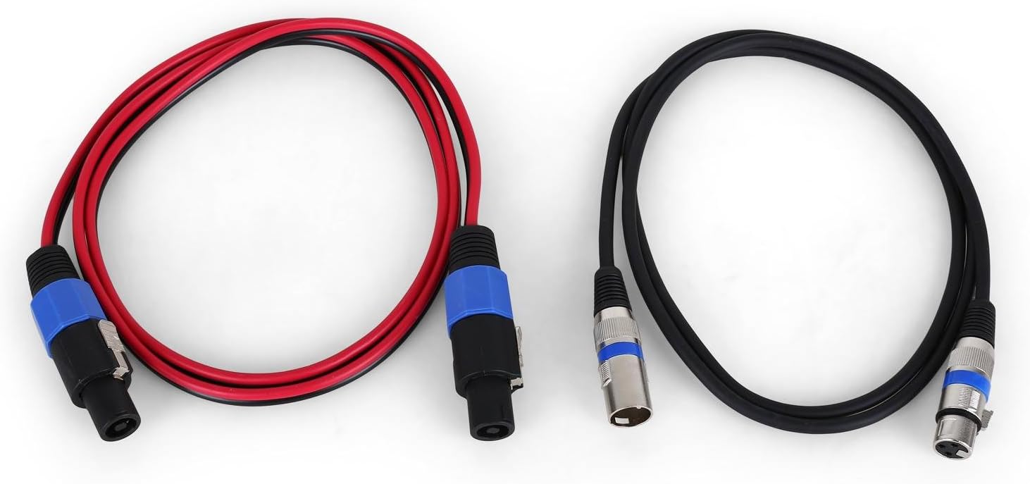 AUNA PA Cable 1xXLR 1.5m cable & 1xPA 1.4m cable, Black, 1.5 Meters