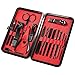 aooeou Manicure Pedicure Set Nail Clippers- 16 in 1 Professional Stainless Steel Nail Kit & Mens Grooming Kit with Black Leather Travel Case Tools (16pcs Manicure Set)
