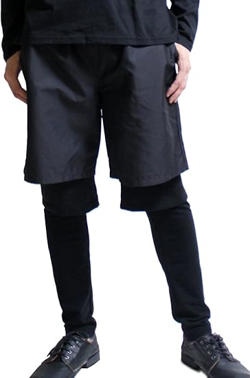 Amazon アズスーパーソニック As Super Sonic レイヤードパンツ モード系 レギンス付 日本製 メンズ ブラック F ロングパンツ 通販