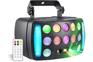 DJ Lights, Eyeshot Stage Disco Light 4 in 1 with RGBW Derby Beam, Red Green Pattern Light, Led Strobe and Dynamic Marquee, Remote & DMX Control Great for Disco Club Party DJ Stage Lighting