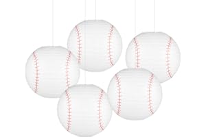 KESOTO 8 Inch Baseball Paper Lanterns Sports Baseball Themed Birthday Party Decorations - Pack of 5