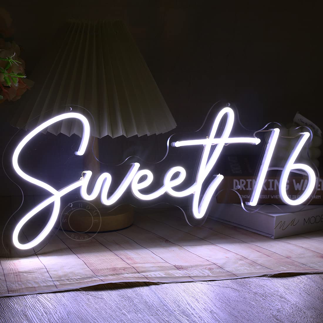 Photo 1 of SYLHOME Sweet 16 LED Neon Light Sign 17"X7.3" Sweet Girls Adults Bedroom Happy 16th Birthday Party Wall Decor