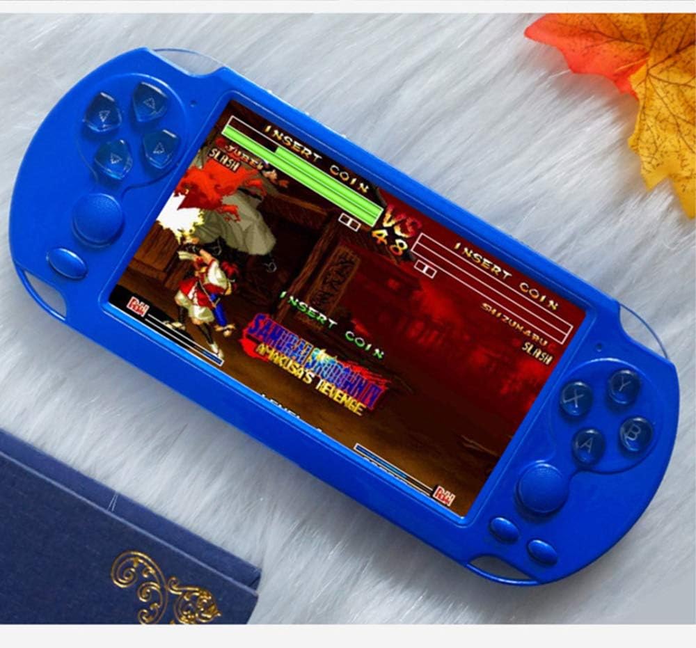 LFYPSM Play Funny Cat PSP Game Console X9 Handheld Game Console Nostalgic GBA Game Large Screen 5 Inch FC Handheld8G ROM,Blue