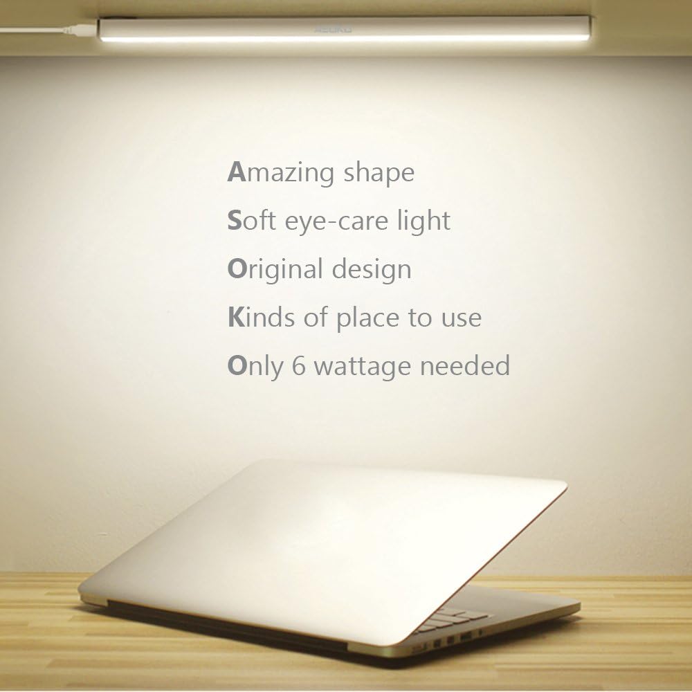 LED Under Cabinet Lighting Bar Built-in Magnets, Dimmable, 3 Color Temperature, 14.5 inches, USB Powered Counter Lighting Bar, LED Closet Light. (with UL Plug): Home Improvement