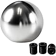 YIUIY Universal Round Ball Gear Shift Knob,Chrome Finish Aluminum Shifter Knobs with 3 Adapters Compatible with Manual and Automatic Transmission Car(Sliver)