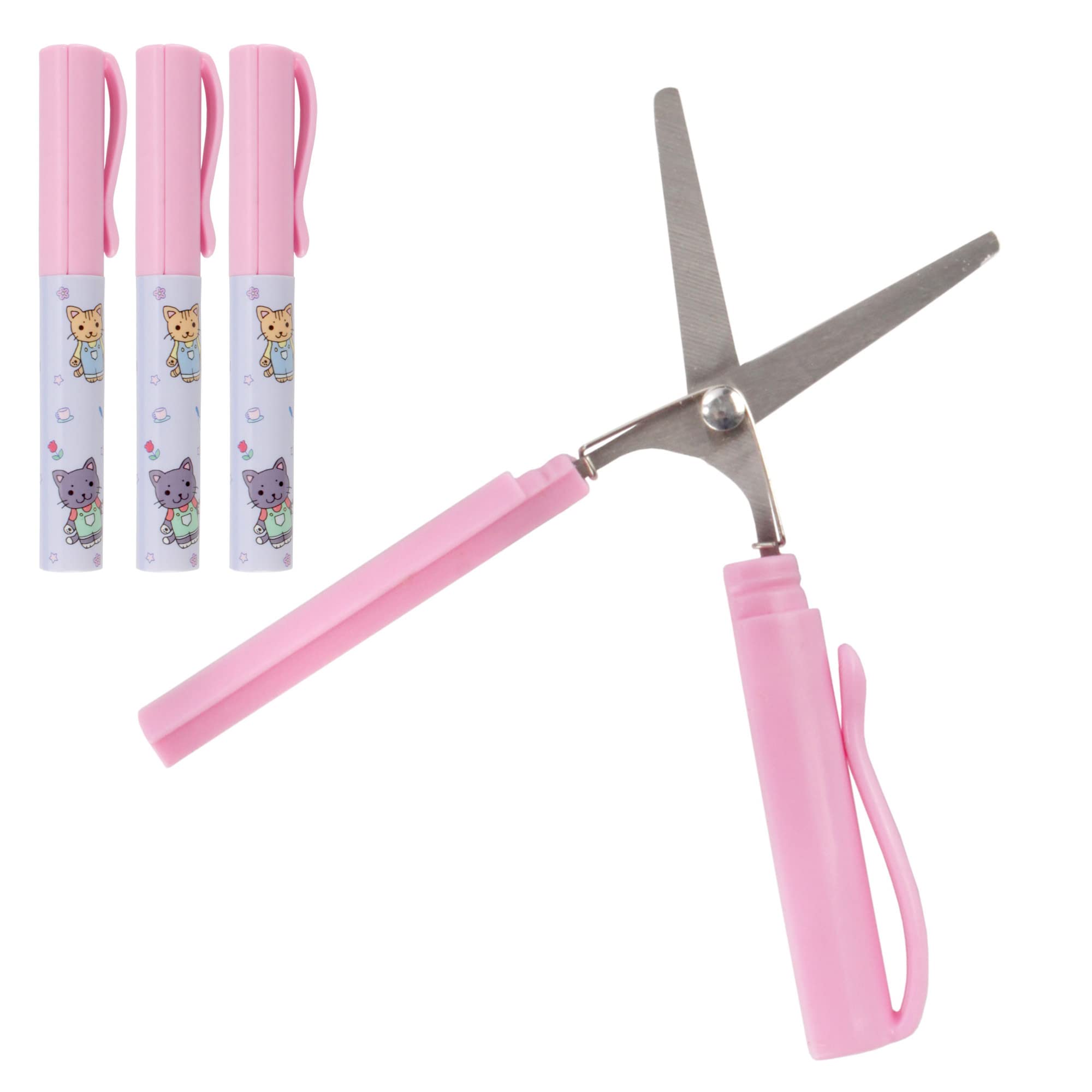 Mini Pen Portable Travel Scissors - Garden Kitty - 3 Pairs
