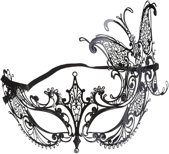 Venetian Masquerade Mask Women S Black Metal Masquerade Ball Masks For Halloween Masquerade Party Black4 Amazon Ca Clothing Shoes Accessories