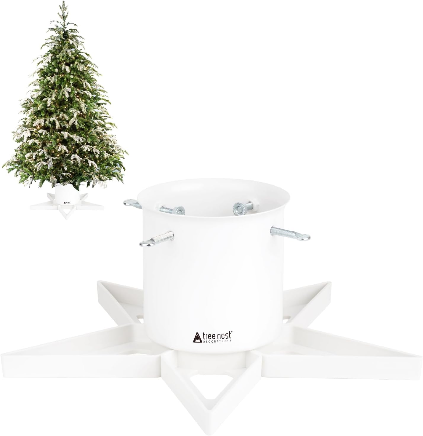 Tree Stands - White Christmas Tree Stand Xmas Tree Base Stand for 6ft Real Tree Christmas Tree Holder Fits Up to 4.7