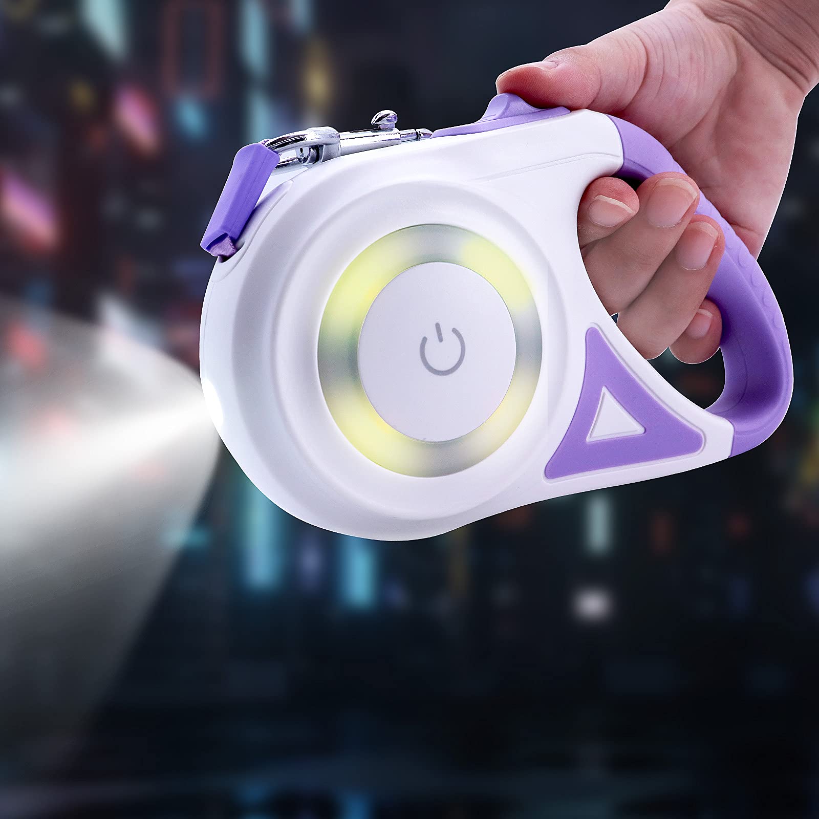 MoYouno 5M Retractable Dog Leash,Heavy Duty Pet Lead Durable Dog Leash Automatic Extendable for Small Medium Large Breed Dogs Up to 16ft 66lbs, Extendable dog lead with Led Lights