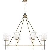 Capital Lighting 455981AD Joss Layered Soft White and Clear Glass Round Chandelier, 8-Light 480 Total Watts, 37" H x 46" W, A