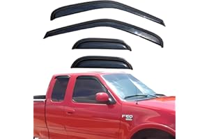 LIKDIKDIK Window Rain Guards for 1997-2003 Ford F-150 & 1997-1999 F-250 Super/Extended Cab | Black Window Deflectors | Weatherproof, Easy Installation, Reduces Wind Noise | Sleek Design for Truck Protection