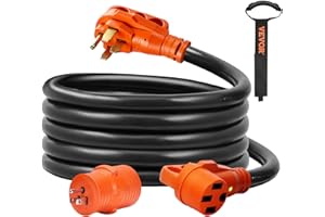 VEVOR 15 ft RV Extension Cord, 50 Amp, Heavy Duty STW RV Power Cord, NEMA 14-50R Female NEMA 14-50P Male Plug, with LED Indic