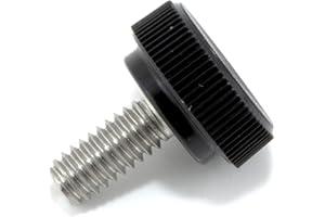 THUMB SCREW DEPOT #8-32 x 3/8" Thumb Screw Stainless Steel - Black Knurled Round Plastic Knob - Standard/Coarse Thread Thumbscrew - Length: 0.375" - Proudly Built in USA - Package of (10)