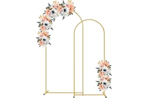SHINOSKE Metal Arch Backdrop Stand Wedding Balloon Arch Stand Set of 2 (5FT,6FT) for Indoor & Outdoor Gold Arched Backdrop Frame for Party Birthday Baby Shower Ceremony Garden Decorations