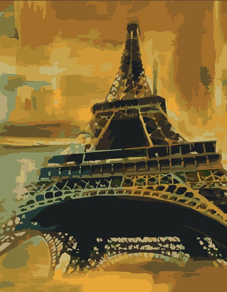 [ New Release ] Diy Oil Painting by Numbers, Paint by Number Kits - Eiffel Tower 16*20 inches - Digital Oil Painting Canvas Wall Art Artwork Landscape Paintings for Home Living Room Office White Christmas New Year Valentine Decor Decorations Gifts - Diy Paint by Numbers Diy Canvas Kit for Adults Advanced Children Seniors Junior - New Arrival