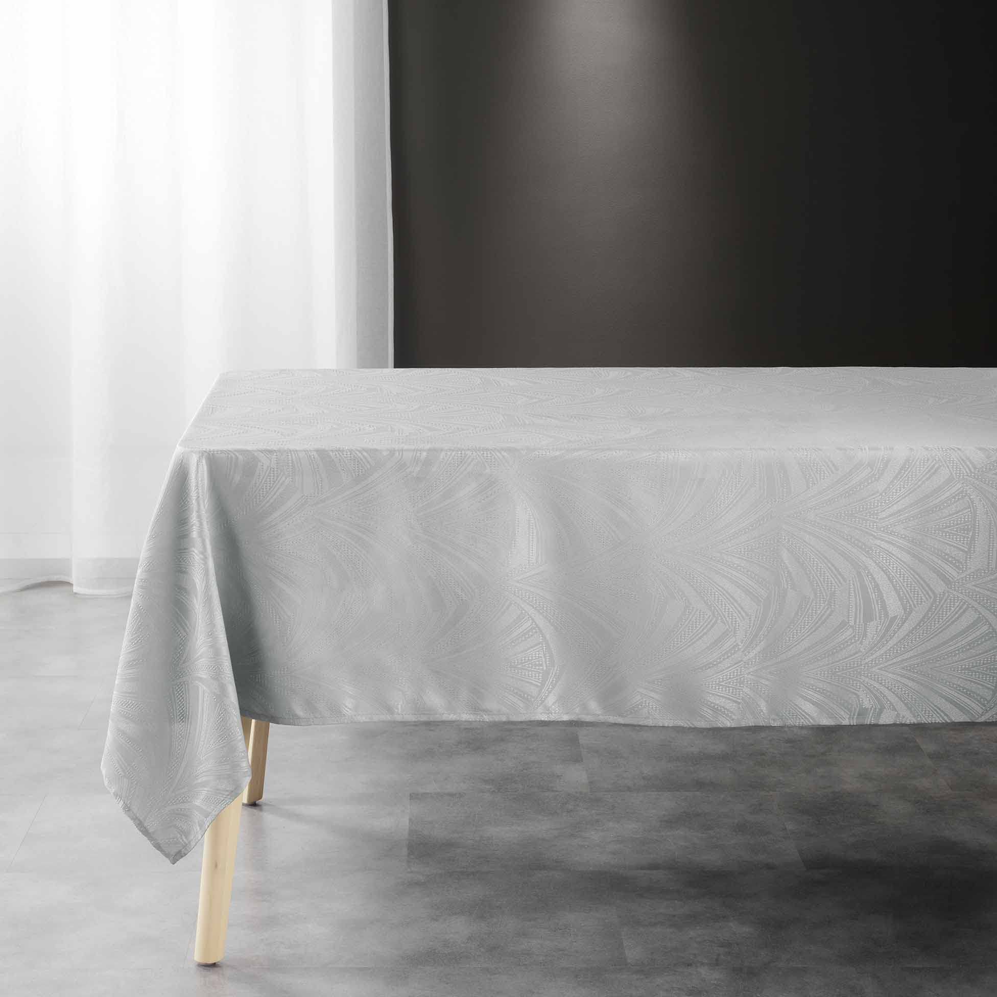 Douceur d'Intérieur, Rectangular Tablecloth 140 x 240 cm Grey Jacquard Lolly