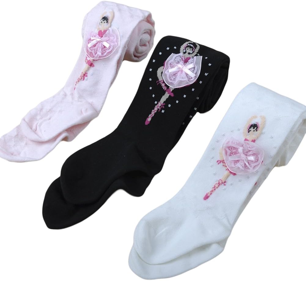 Taiycyxgan Girls Cotton Leggings 1-10T Ballet Tights Stocking Panties Socks 3 Pack: Clothing