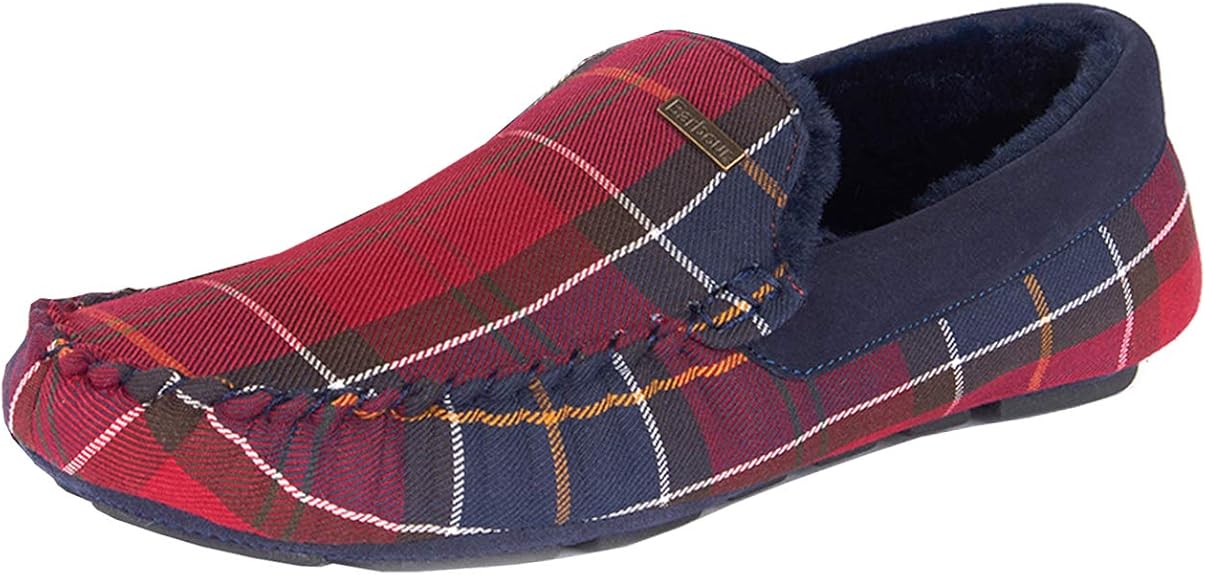 Mens Barbour Monty Tartan Classic Winter Fur Lined Cosy Warm Slippers