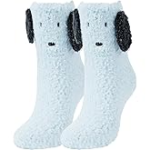 Violet Mist Womens Fuzzy Socks with Grips Winter Warm Fluffy Soft Slipper Socks Cozy Hospital Non Slip Socks Cute Animal Sock