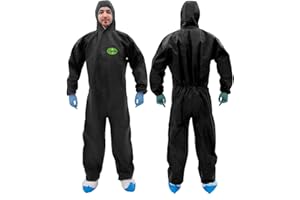 RAYGARD SMS Disposable Coverall, Hazmat Suits Coveralls with Hood and Elastic Wrists for Spray Paint Mechanic Work