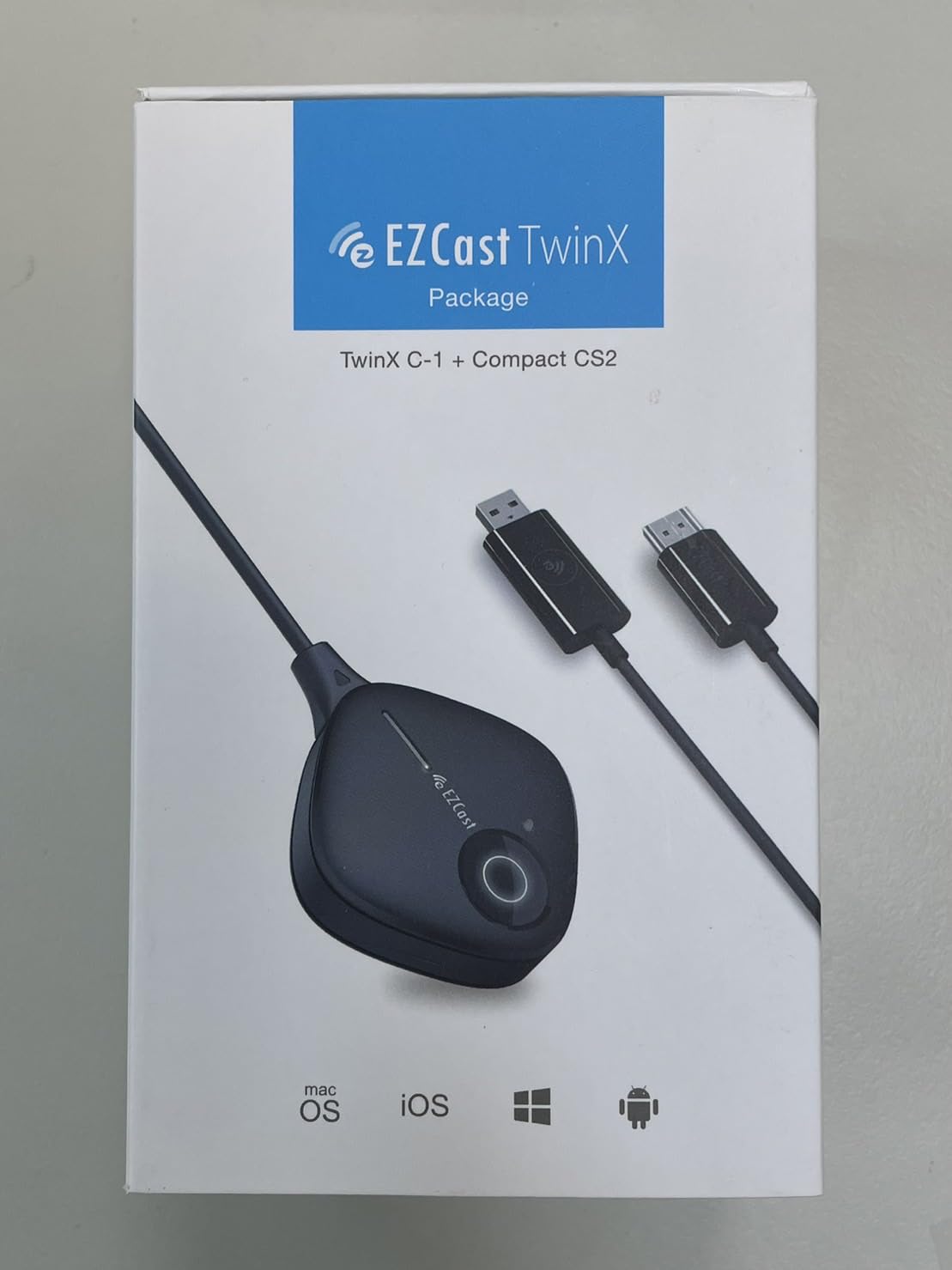 EZCast TwinX Package USB-C DisplayPort to HDMI Wireless Display Transmitter and Receiver Kit, Screen Mirror iPhone 15 and iPad, MacBook to HDTV and Projector