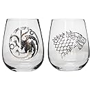 Game of Thrones Collectible Wine Glass Set (House Stark & House Targaryen)