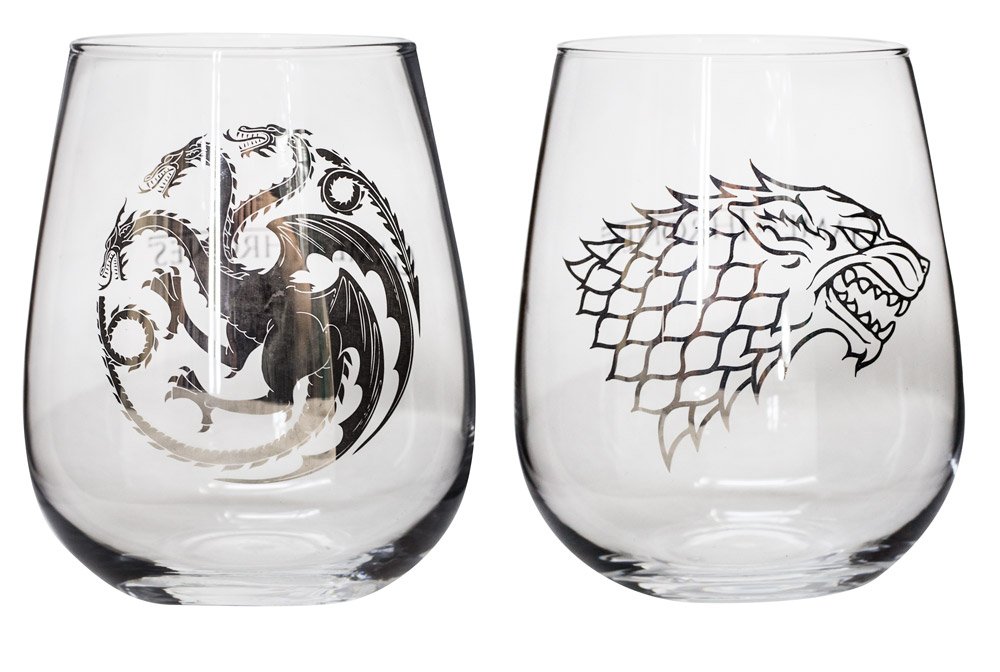 Game of Thrones Collectible Wine Glass Set (House Stark House Targaryen) 871001003952 eBay