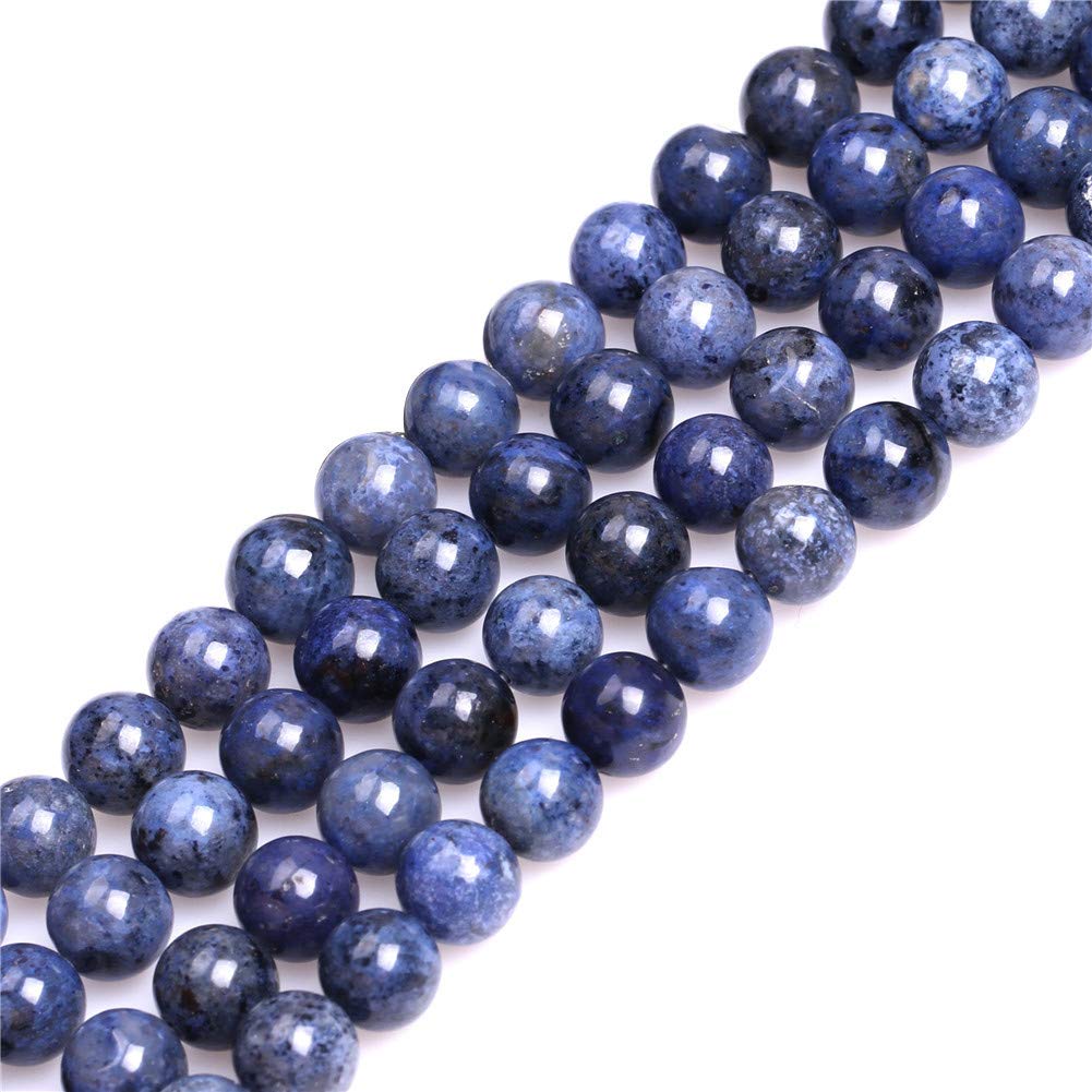 GEM-Inside Natural A Grade 8mm Dark Blue Dumortierite Round Gemstone Semi Precious Loose Beads for Jewellery Making 15''
