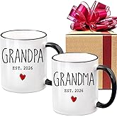 VLUG EST 2026 Promoted To Grandparents Mug Gifts for Grandma Grandpa, Grandma Grandpa To Be Gifts Set, Promoted To Grandparents 2026 Mug, Baby Pregnancy Announcement Gift